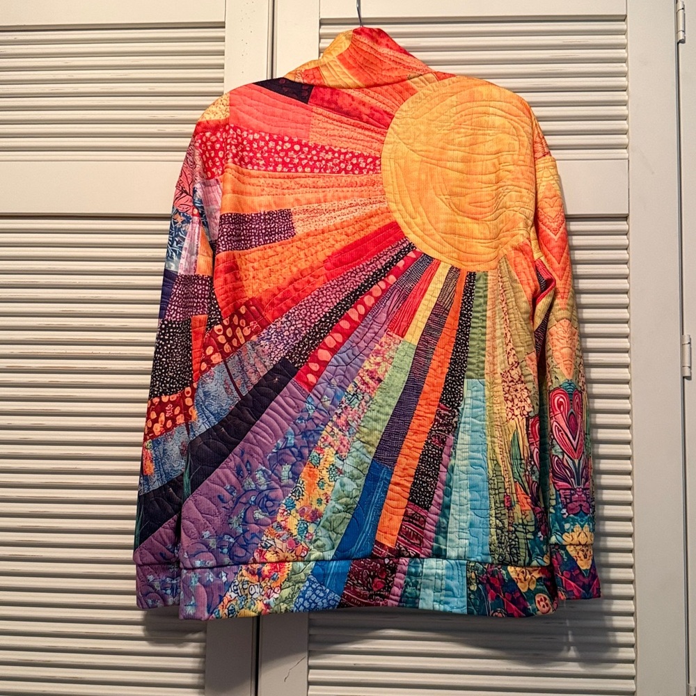 Boho Colorful Print High Neck Top ☀️ - Picture 3 of 6